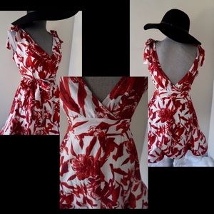 RUBY- Daring Bold Red Floral Floral Print Dress